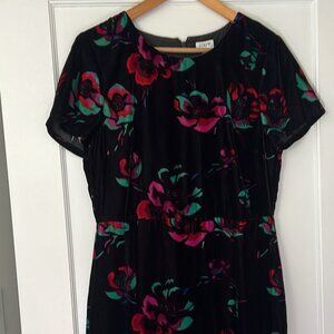 Black + Floral Velvet Dress